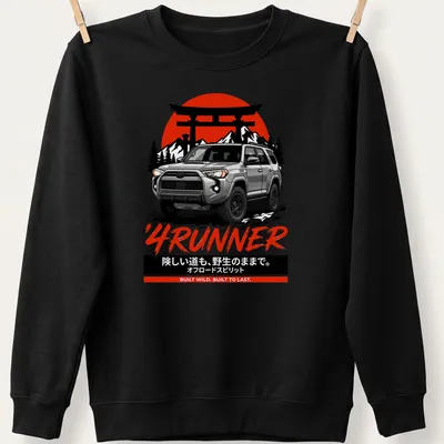 Retro Toyota 4Runner t-shirt with bold text in red, black, white, and gray — printed on a unisex sweatshirt