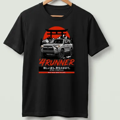 Retro Toyota 4Runner t-shirt with bold text in red, black, white, and gray