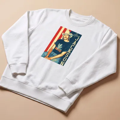 Retro fan t-shirt featuring Alan Jackson with neon cactus design — printed on a unisex sweatshirt