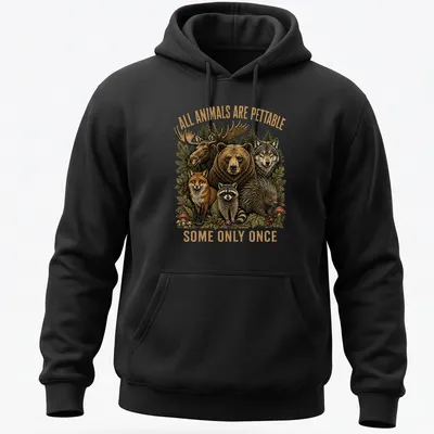 Vintage nature tee with a humorous wildlife graphic and colorful animals — printed on a unisex hoodie