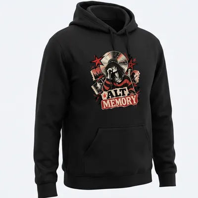 Vintage rock-inspired tee featuring ALT MEMORY and a singer with a microphone — printed on a unisex hoodie