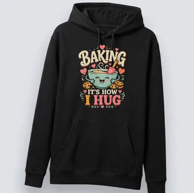 Kawaii t-shirt featuring a cute bowl of cookie dough with cookies and playful text — printed on a unisex hoodie