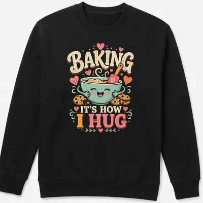 Kawaii t-shirt featuring a cute bowl of cookie dough with cookies and playful text — printed on a unisex sweatshirt