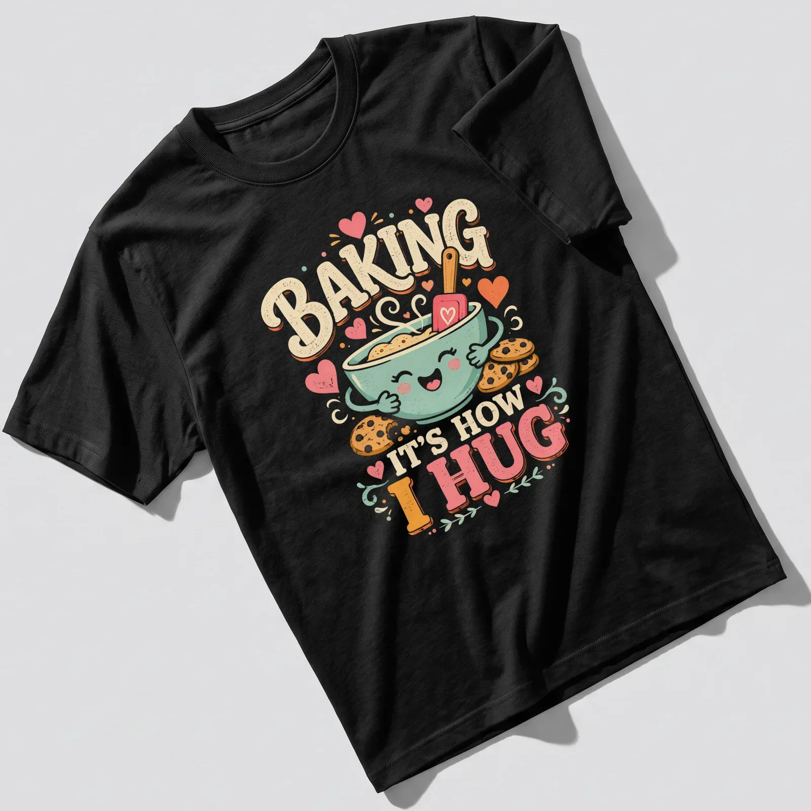 Kawaii t-shirt featuring a cute bowl of cookie dough with cookies and playful text — printed on a unisex t-shirt