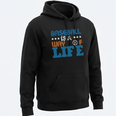 Distressed Baseball Way of Life t-shirt with bold lettering — printed on a unisex hoodie