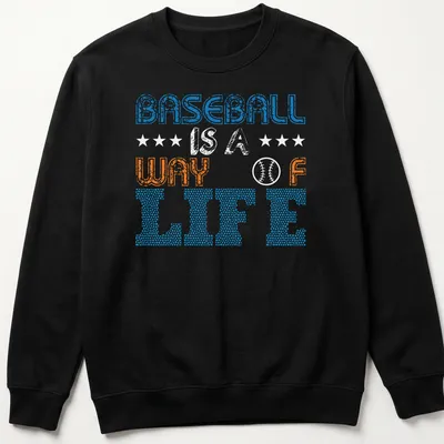 Distressed Baseball Way of Life t-shirt with bold lettering — printed on a unisex sweatshirt