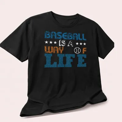 Distressed Baseball Way of Life t-shirt with bold lettering — printed on a unisex t-shirt (angled view)