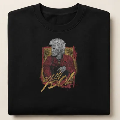 Billy Idol 2026 Tour t-shirt featuring grunge retro text and design — printed on a unisex sweatshirt