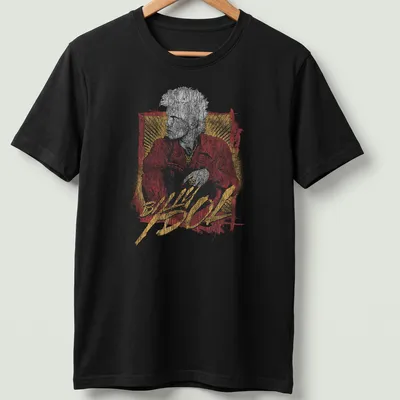 Billy Idol 2026 Tour t-shirt featuring grunge retro text and design