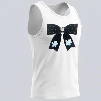 Cottagecore style t-shirt featuring a black velvet bow with heart and flowers — printed on a tank top