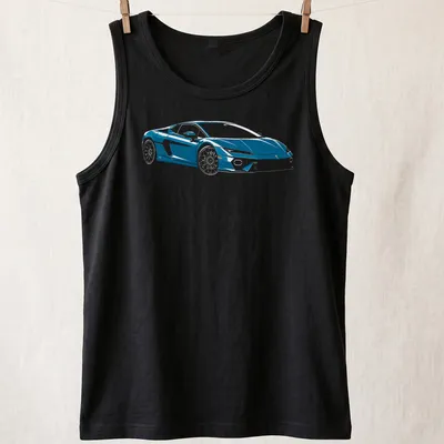 Illustration of a blue Lamborghini Temerario on a — printed on a tank top
