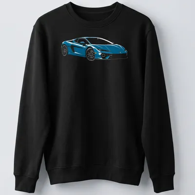 Illustration of a blue Lamborghini Temerario on a — printed on a unisex sweatshirt