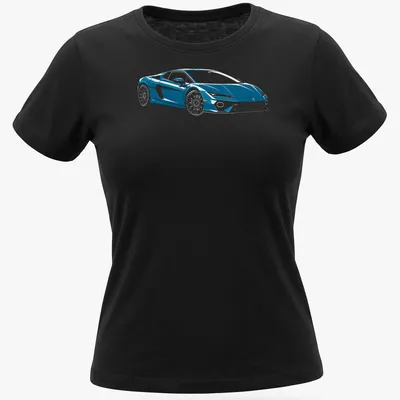 Illustration of a blue Lamborghini Temerario on a — printed on a women's shirt
