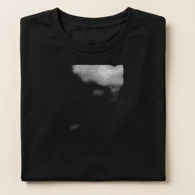 Cinematic blurred depiction of a plant shadow in black, white, and gray — printed on a women's shirt