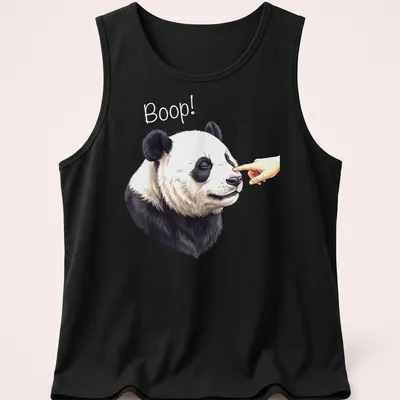 Realistic panda nose illustration with the word Boop! above it in a cute design. — printed on a tank top