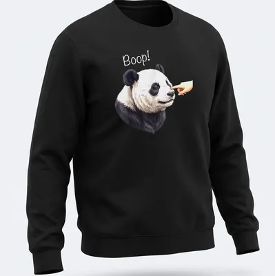 Realistic panda nose illustration with the word Boop! above it in a cute design. — printed on a unisex sweatshirt
