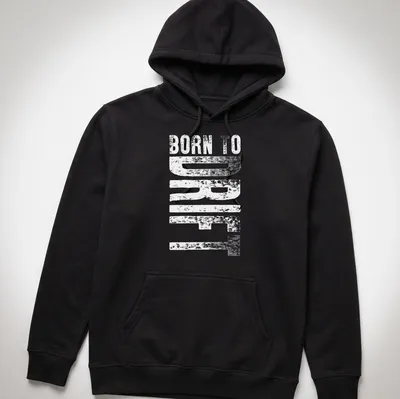 Bold typography shirt displaying 'Born To Drift' with a drifting car graphic — printed on a unisex hoodie