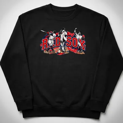 Vintage sports tee featuring Boston Red Sox players in action with RED SOX text — printed on a unisex sweatshirt