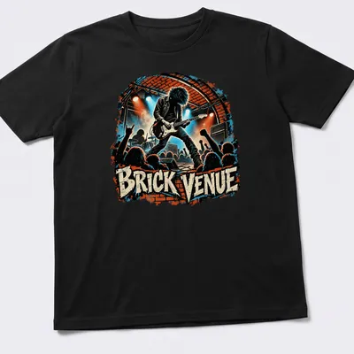 Vintage concert art t-shirt featuring a rock guitarist with bold text