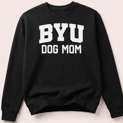 Bold typography t-shirt for dog moms featuring BYU Cougars — printed on a unisex sweatshirt