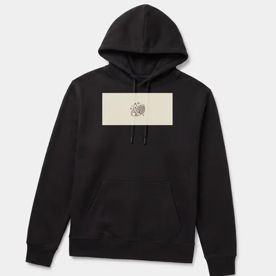 Minimalist monoline design of a cat intertwined with a monstera leaf — printed on a unisex hoodie