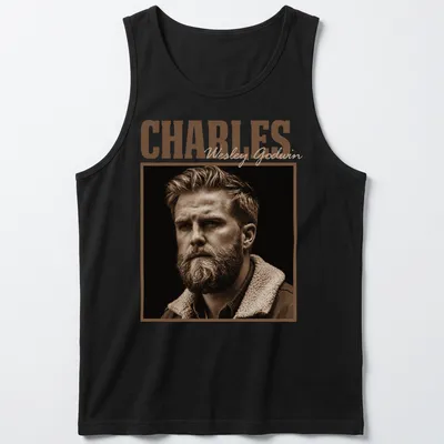 Vintage sepia portrait of Charles Wesley Godwin with scripted name — printed on a tank top