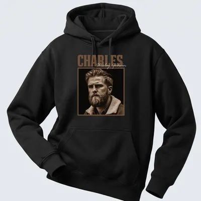 Vintage sepia portrait of Charles Wesley Godwin with scripted name — printed on a unisex hoodie