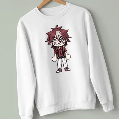 Chibi character of Ikeda Daiki in red, black, and white cartoon style. — printed on a unisex sweatshirt