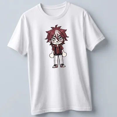 Chibi character of Ikeda Daiki in red, black, and white cartoon style.