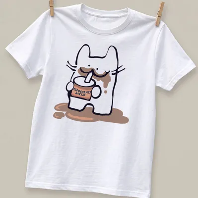 Kawaii character drinking chocolate milk with playful text CHOCOLAIT MILK