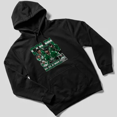 Retro-style T-shirt featuring Colin Blackwell, a vintage hockey player graphic in green and black. — printed on a unisex hoodie