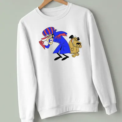 Vintage cartoon print featuring laughing Dick Dastardly and Muttley in playful colors — printed on a unisex sweatshirt