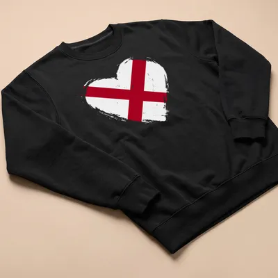 Distressed Alabama flag heart design in red and white — printed on a unisex sweatshirt