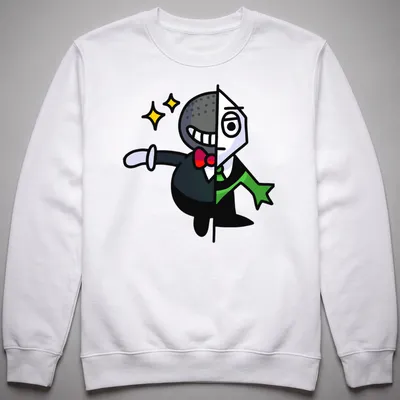 Cartoonish design of a character split in half with text 'Double Life' — printed on a unisex sweatshirt