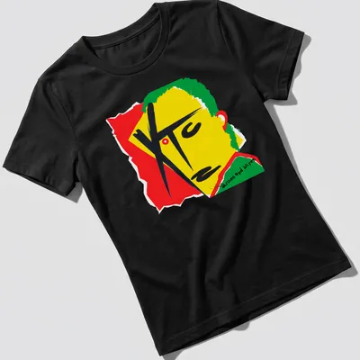 Colorful geometric abstract portrait with drums and wires text. — printed on a women's shirt