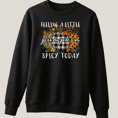 Vintage illustrated Fall t-shirt with decorative pumpkins and playful text — printed on a unisex sweatshirt