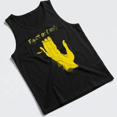 Illustrative T-shirt featuring hand anatomy with yellow and black colors. — printed on a tank top