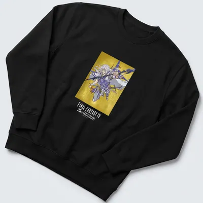 Cecil from Final Fantasy IV illustrated on a t-shirt with anniversary text in gold and blue — printed on a unisex sweatshirt