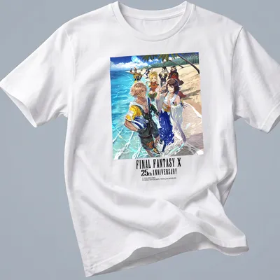 Final Fantasy X characters illustrated in anime style with anniversary text
