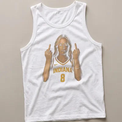 Illustrative t-shirt featuring a female basketball player with the text Flipping The Bird — printed on a tank top