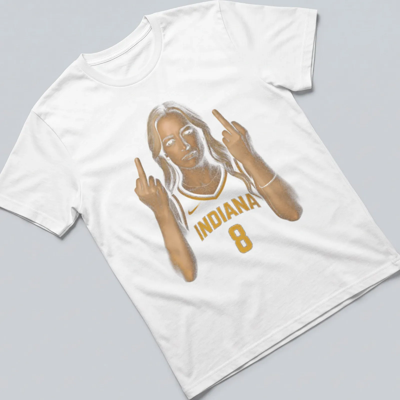 Illustrative t-shirt featuring a female basketball player with the text Flipping The Bird — printed on a unisex t-shirt
