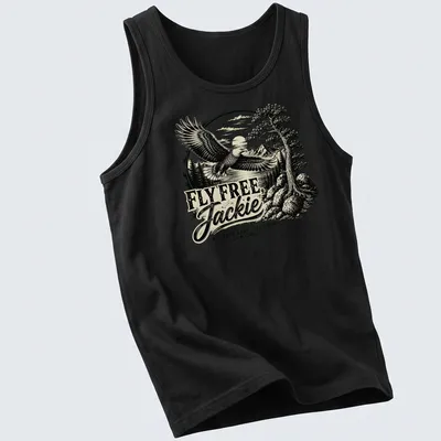 Vintage-style T-shirt featuring an eagle with text about Big Bear Lake, California. — printed on a tank top