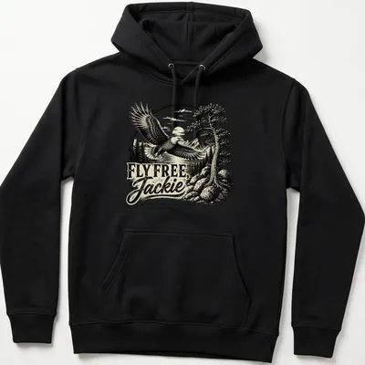 Vintage-style T-shirt featuring an eagle with text about Big Bear Lake, California. — printed on a unisex hoodie