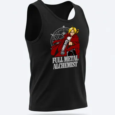 Illustration of Edward Elric from Full Metal Alchemist with bold colors — printed on a tank top