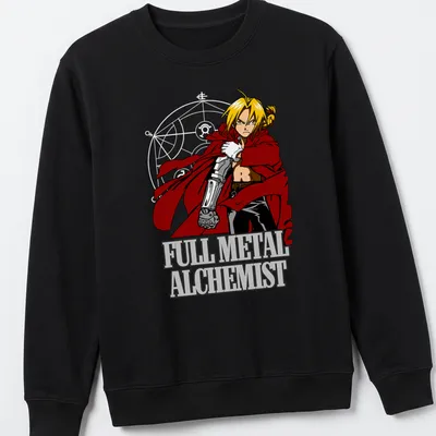 Illustration of Edward Elric from Full Metal Alchemist with bold colors — printed on a unisex sweatshirt