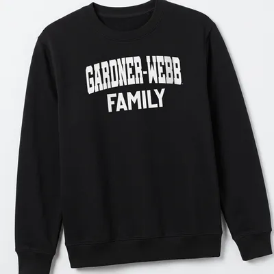 Bold collegiate design featuring Gardner-Webb Family text in white. — printed on a unisex sweatshirt