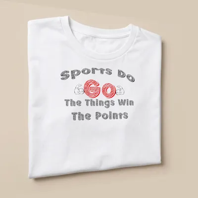 Bold text shirt featuring muscular arms with playful athletic theme — printed on a unisex t-shirt (angled view)