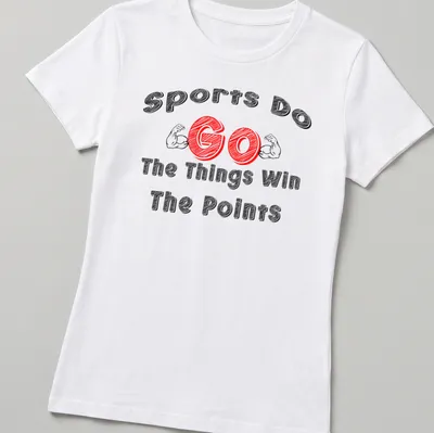 Bold text shirt featuring muscular arms with playful athletic theme — printed on a women's shirt