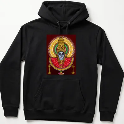 Digital drawing of Hindu goddess Renuka in vibrant colors — printed on a unisex hoodie