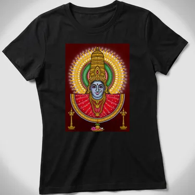 Digital drawing of Hindu goddess Renuka in vibrant colors — printed on a women's shirt